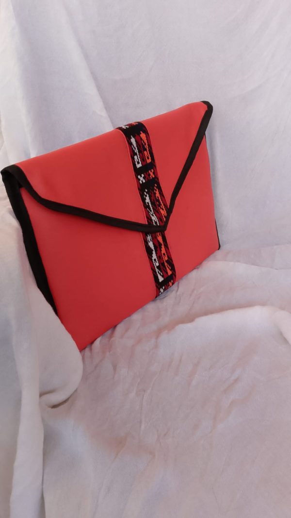 Ethnic Red Envelope Clutch with Tribal Pattern Accent