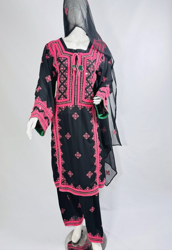ZAFNM COLLECTION Women's Black & Pink Kurta Dress