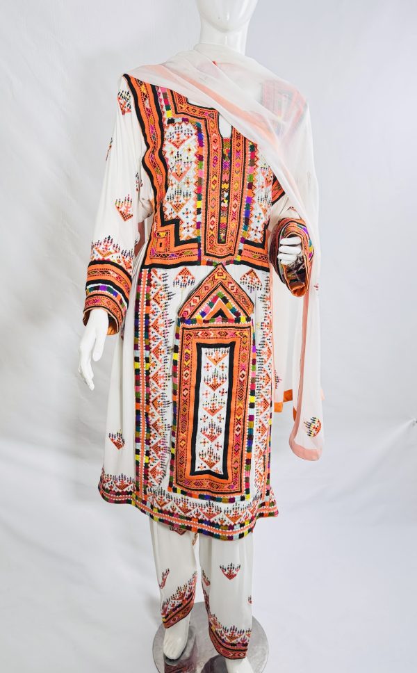 ZAFNM COLLECTION Women's White & Orange 3-Piece Dress Set