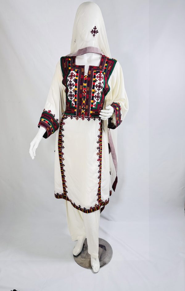 ZAFNM COLLECTION Women's White & Multicolour 3-Piece Dress Set