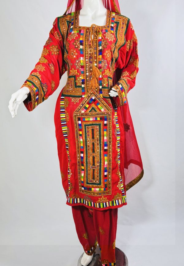 ZAFNM COLLECTION Women's red & Multicolour 3-Piece Dress Set