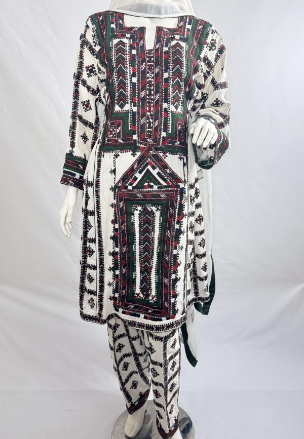 ZAFNM COLLECTION Women's White & Multicolour 3-Piece Dress Set