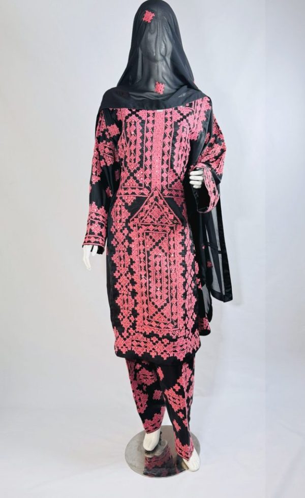 ZAFNM COLLECTION Silk Elegance – Women's Three-Piece Dress in Black & Pink